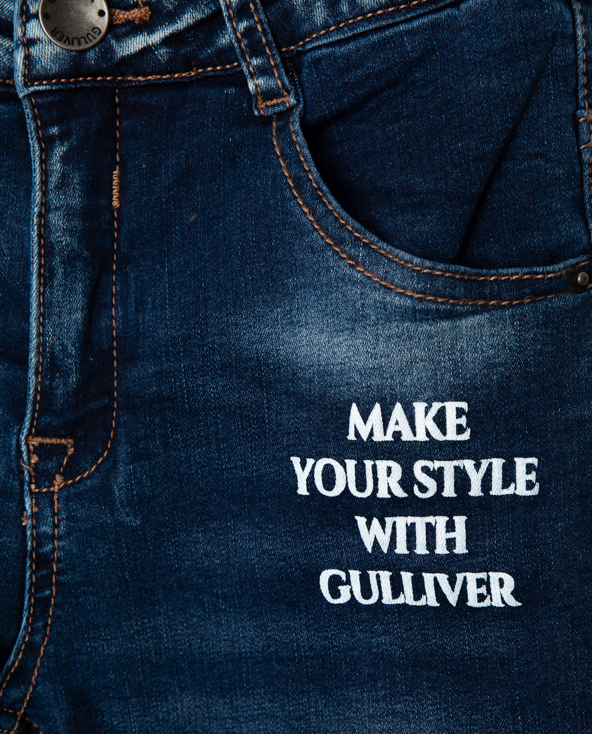 Голубые джинсы утепленные Gulliver 22002GMC6402, размер 104, цвет голубой regular fit / прямые - фото 3