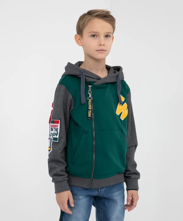 фото Толстовка из футера с принтом в стиле колорблокинг gulliver (134)