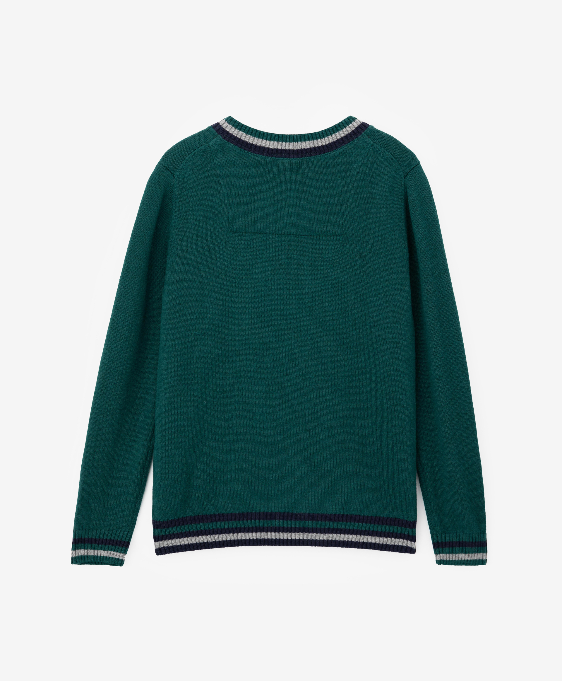 Пуловер вязаный объемного кроя с контрастным шевроном Gulliver 22011BJC3102, размер 164, цвет зеленый - фото 4