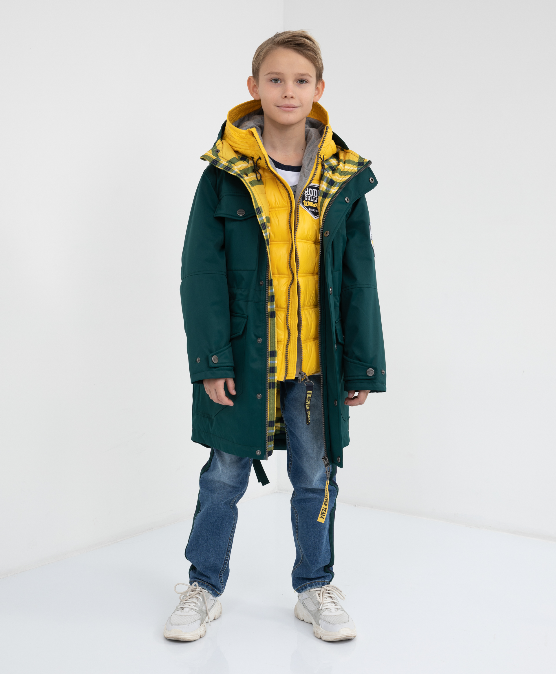 Комплект: куртка и жилет Gulliver 22011BJC4505, размер 164, цвет зеленый - фото 1