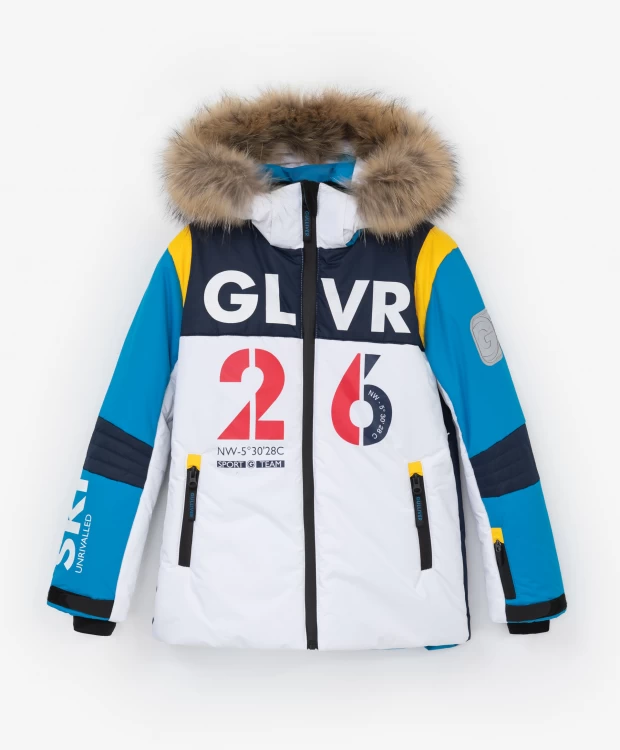 фото Куртка зимняя с графическим принтом и натуральным мехом gulliver (134)