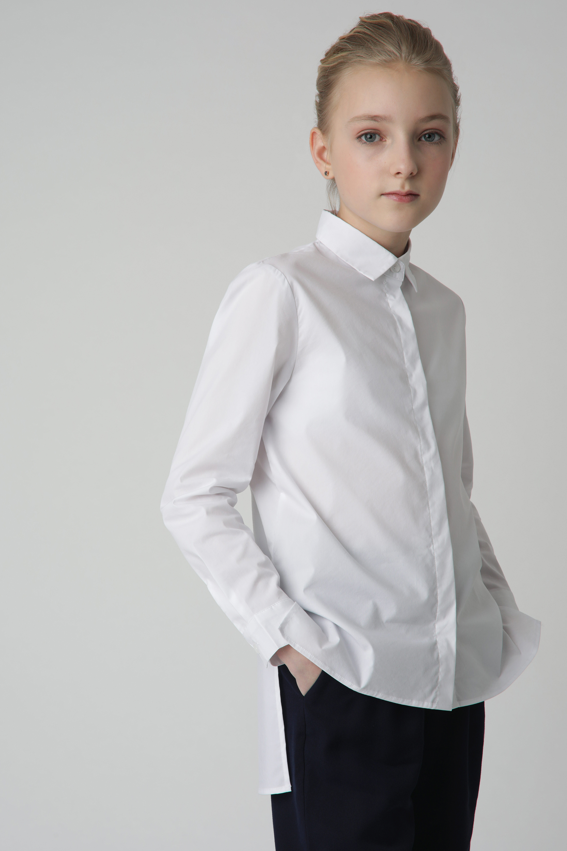 Белая блузка с удлиненной спинкой Gulliver
