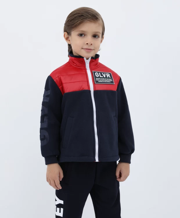 фото Толстовка на молнии комбинированная c принтами и патчами gulliver (116)