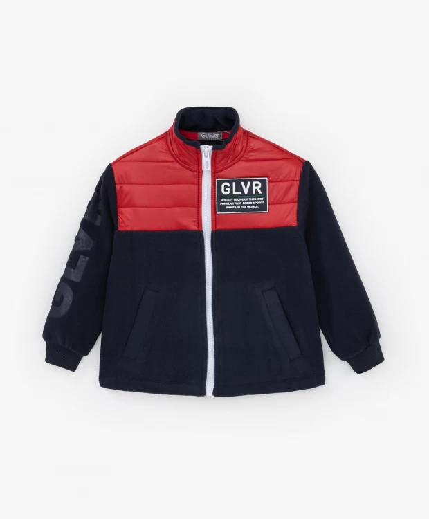 фото Толстовка на молнии комбинированная c принтами и патчами gulliver (116)