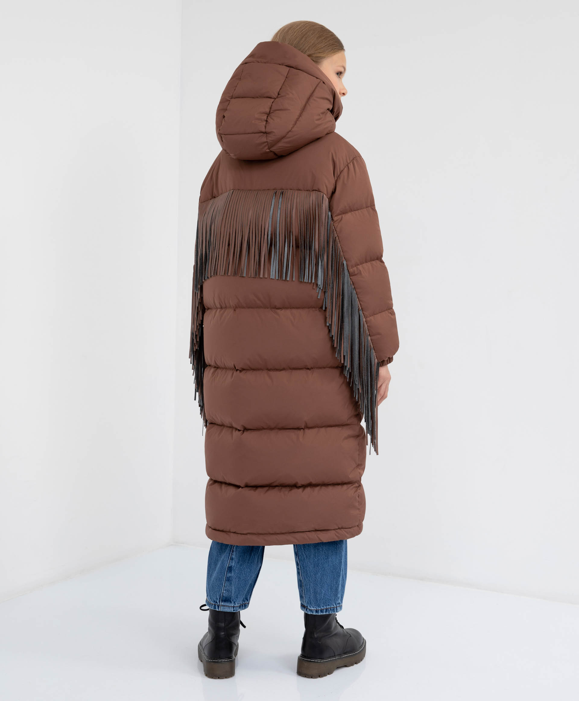 Пальто зимнее с капюшоном Gulliver 22108GJC4502, размер 140, цвет коричневый - фото 3