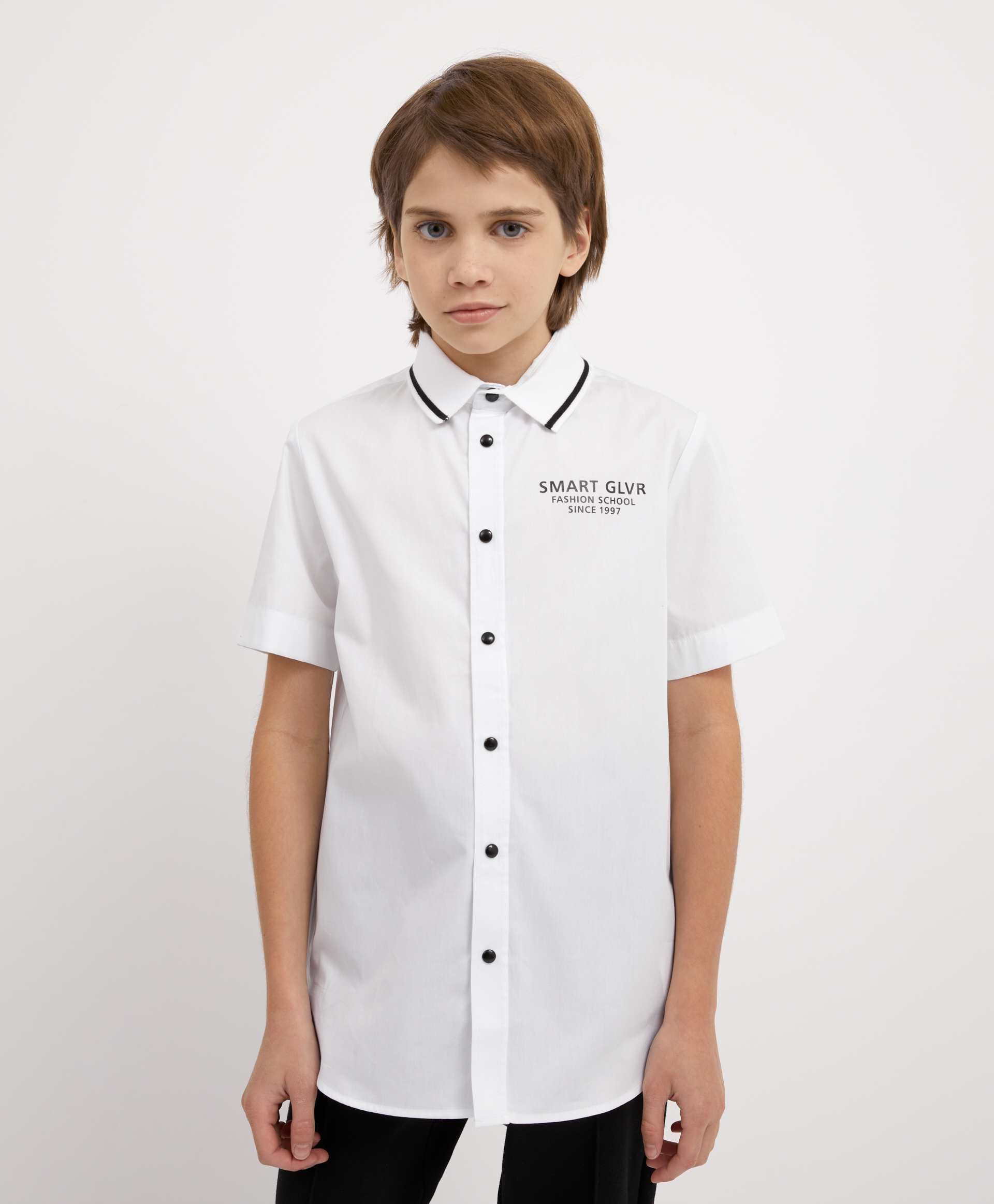Рубашка белая с коротким рукавом Gulliver
