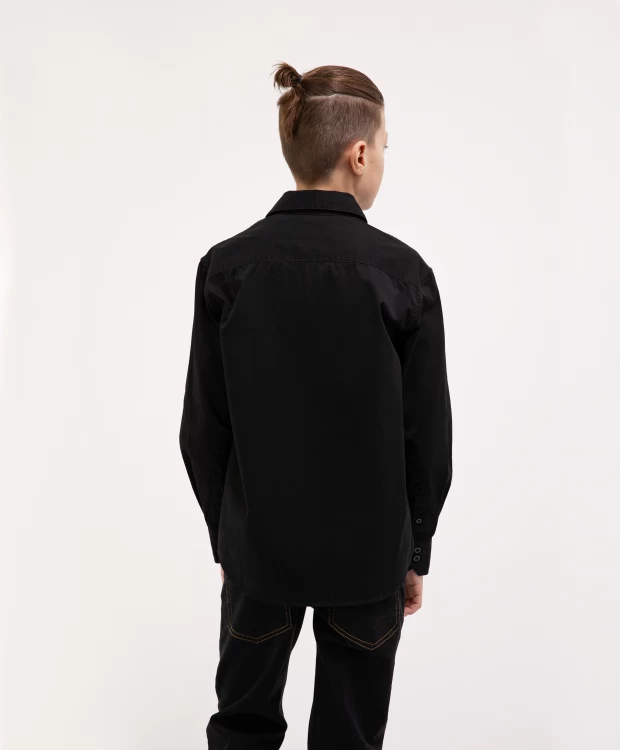 фото Рубашка черная с длинным рукавом gulliver (140)