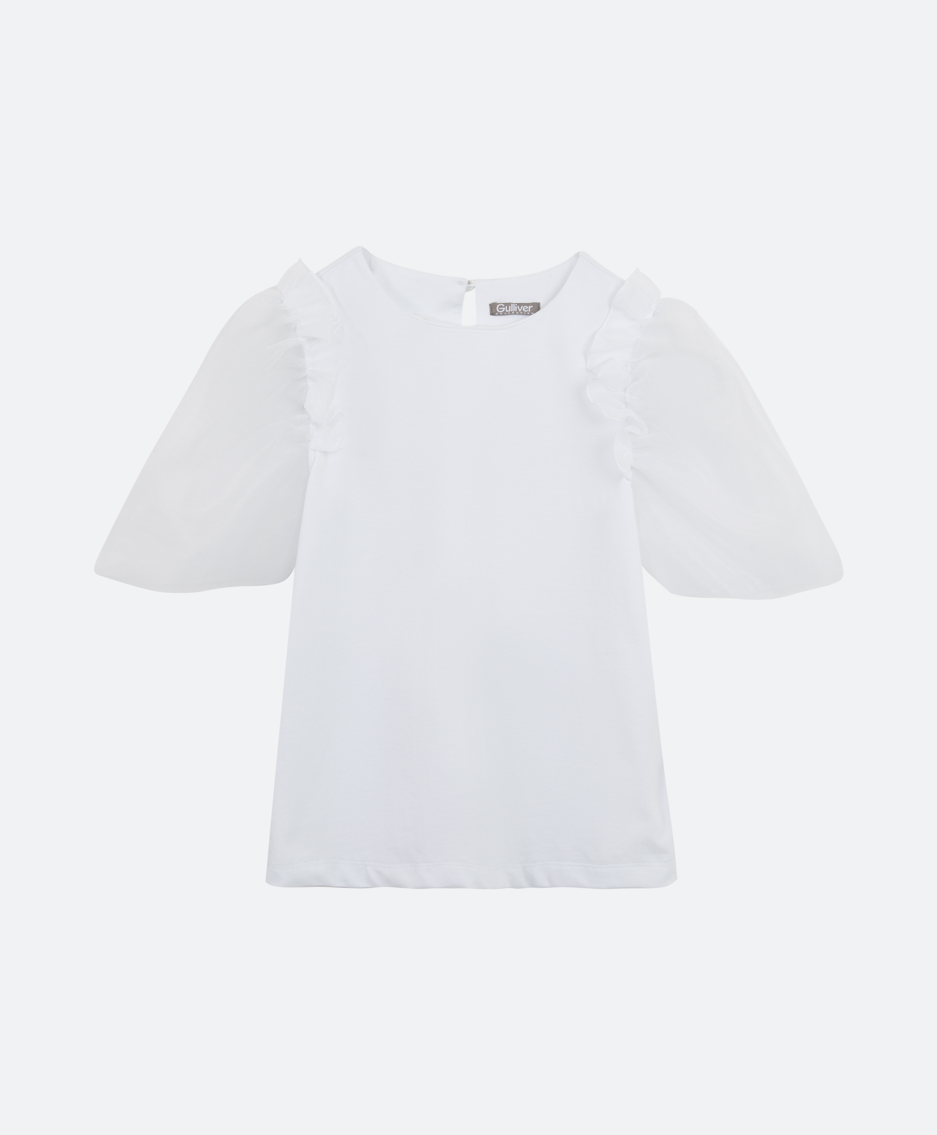Блузка белая с коротким рукавом Gulliver 221GSGMC1406, размер 140, цвет белый - фото 4