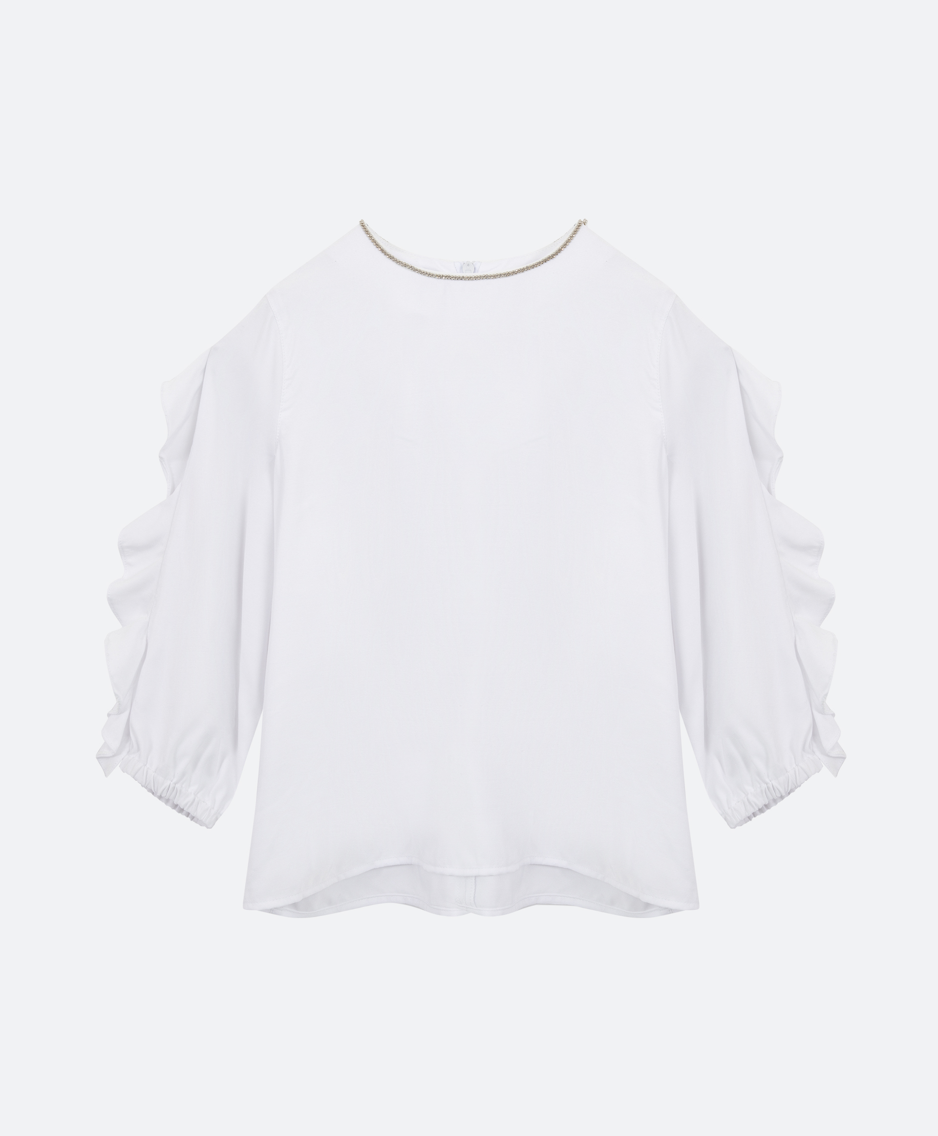 Блузка белая с длинным рукавом Gulliver 221GSGMC2204, размер 128, цвет белый - фото 4