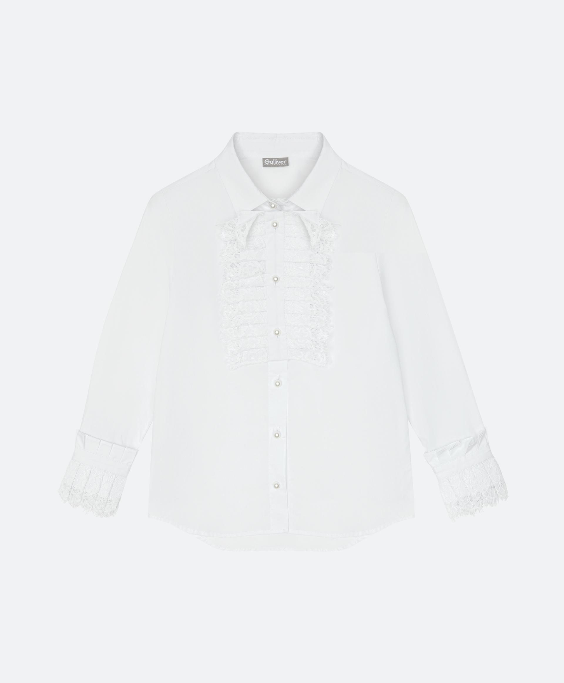 Блузка белая с длинным рукавом Gulliver 221GSGMC2206, размер 122, цвет белый - фото 5
