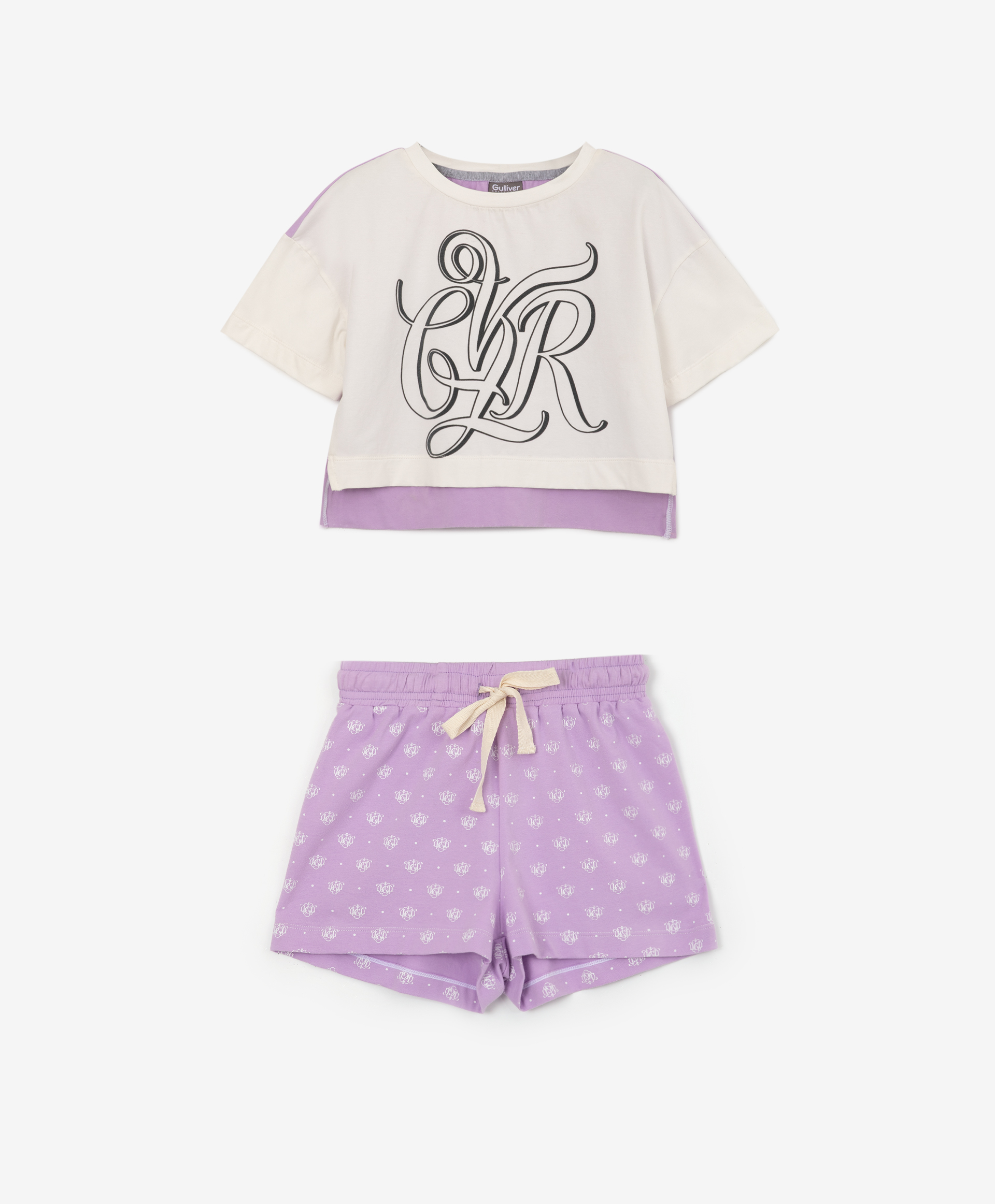 Пижама свободной формы с авторским рисунком Gulliver 22200GC9701, размер 122-128, цвет фиолетовый - фото 1