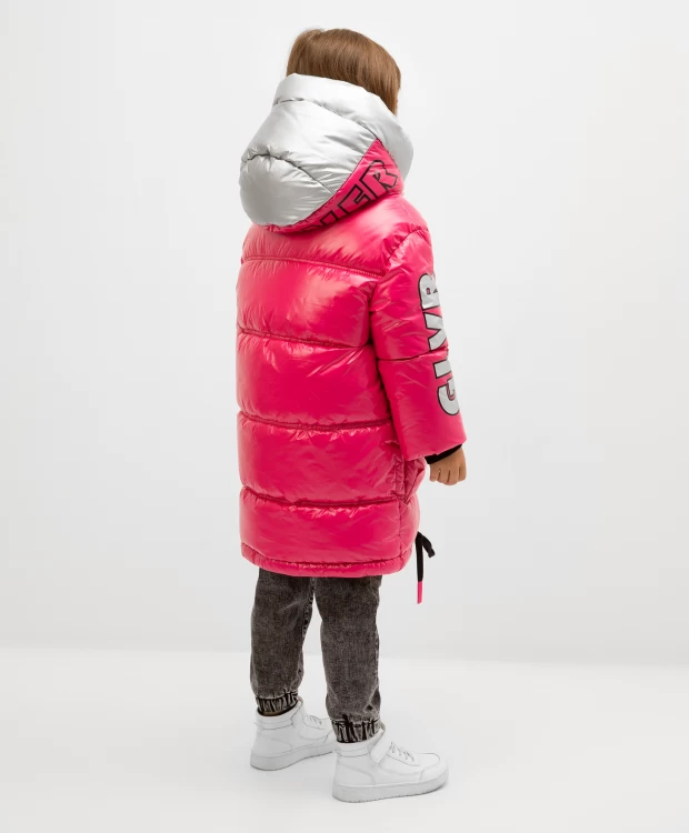Пальто зимнее из глянцевой плащовки розовое Gulliver