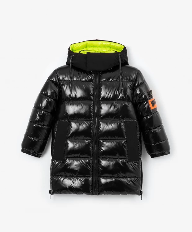 Пальто зимнее со светоотражающими элементами черное Gulliver