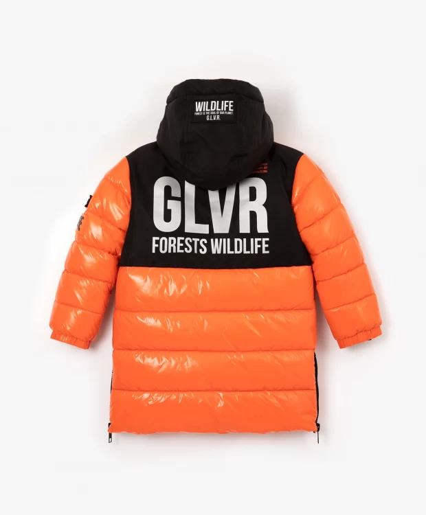 Пальто зимнее со светоотражающими элементами оранжевое Gulliver
