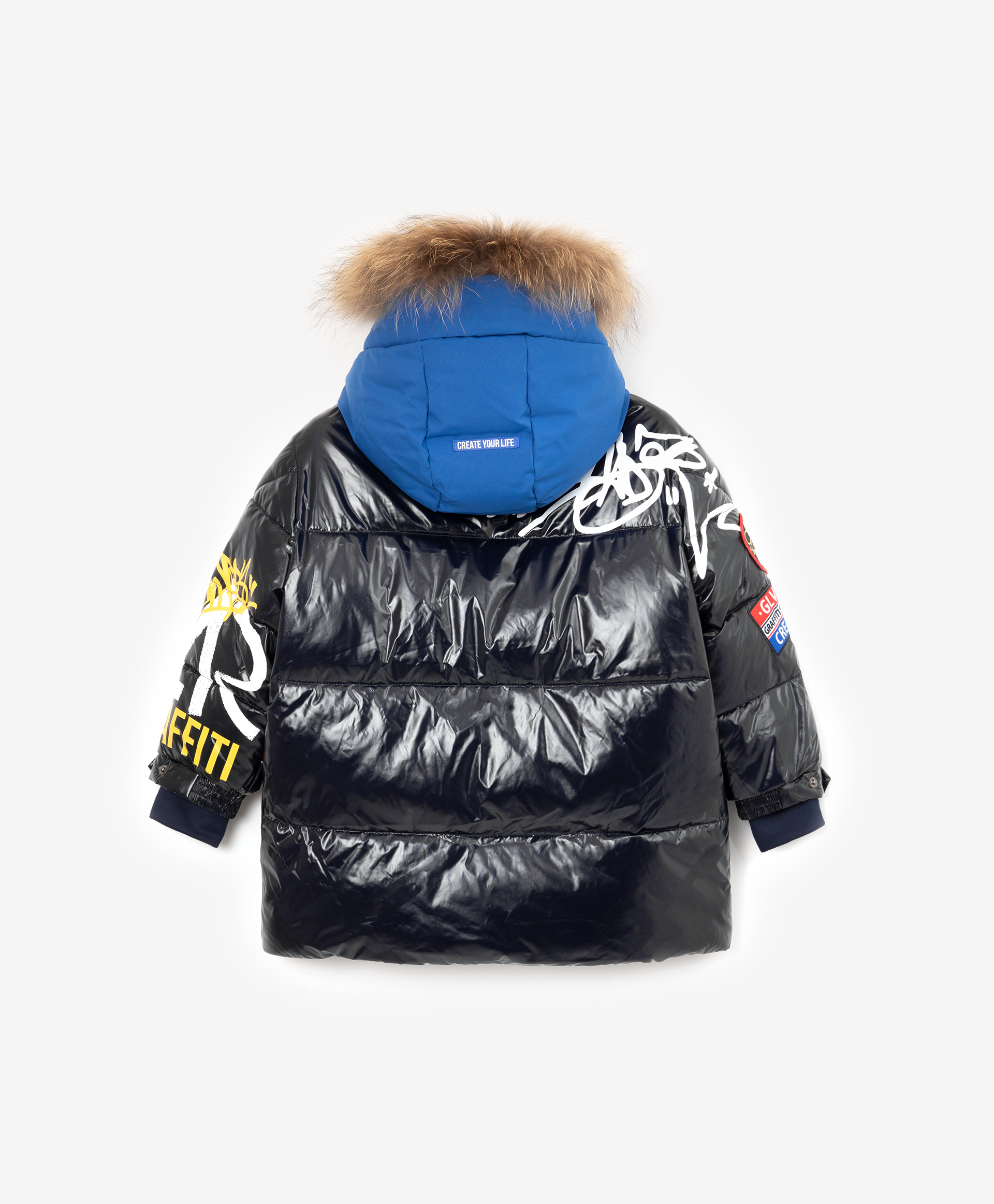 фото Куртка зимняя с влагонепроницаемой молнией синяя gulliver