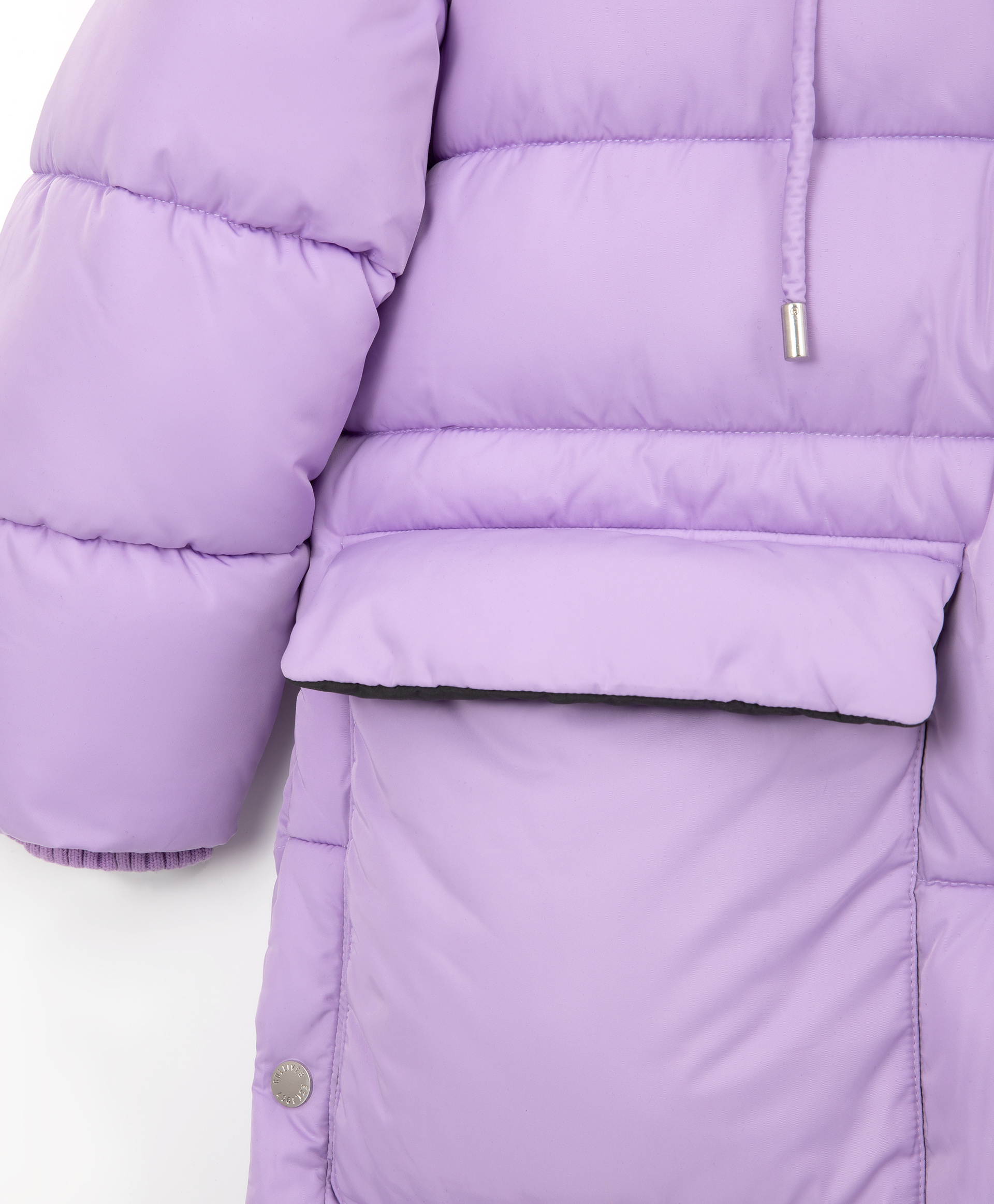 фото Пальто зимнее стеганое оверсайз фиолетовое gulliver
