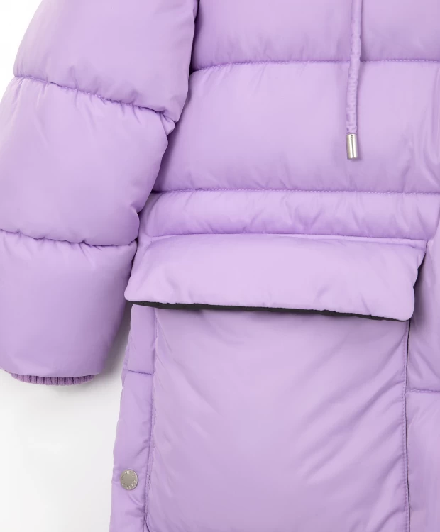 Пальто зимнее стеганое оверсайз фиолетовое Gulliver