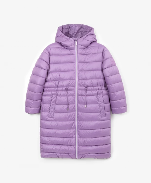 Пальто демисезонное из плащовки с мокрым блеском фиолетовое Gulliver