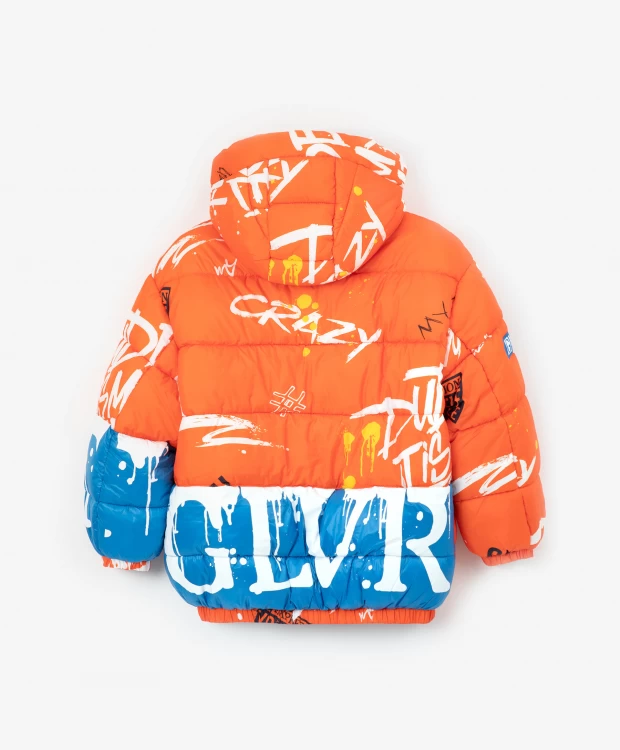 Куртка-бомбер зимняя оверсайз оранжевая Gulliver
