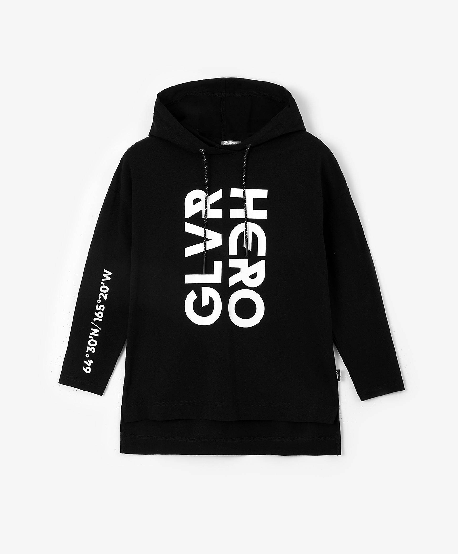фото Футболка с капюшоном черная gulliver