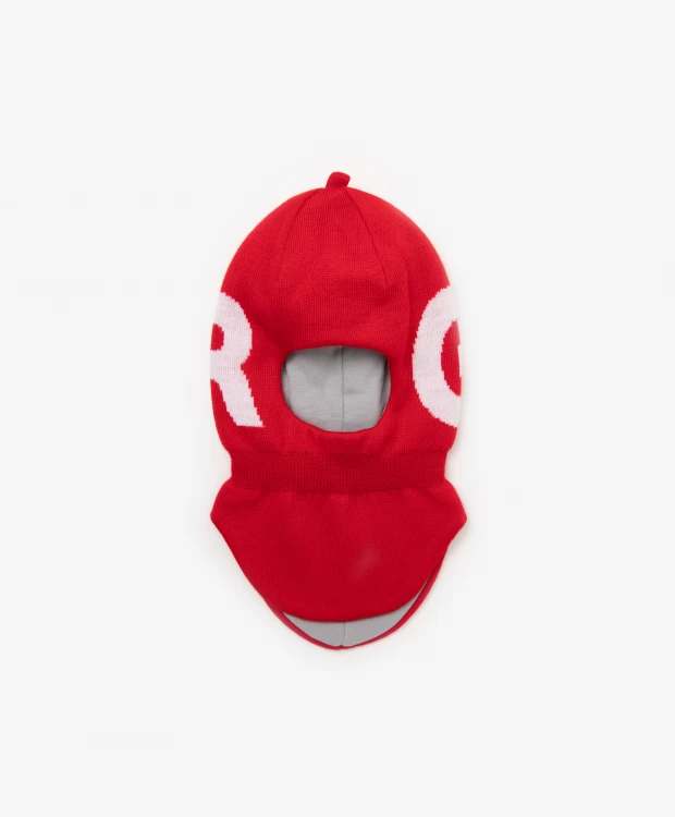 Шлем вязаный с шрифтовым принтом красный Gulliver (46-48)