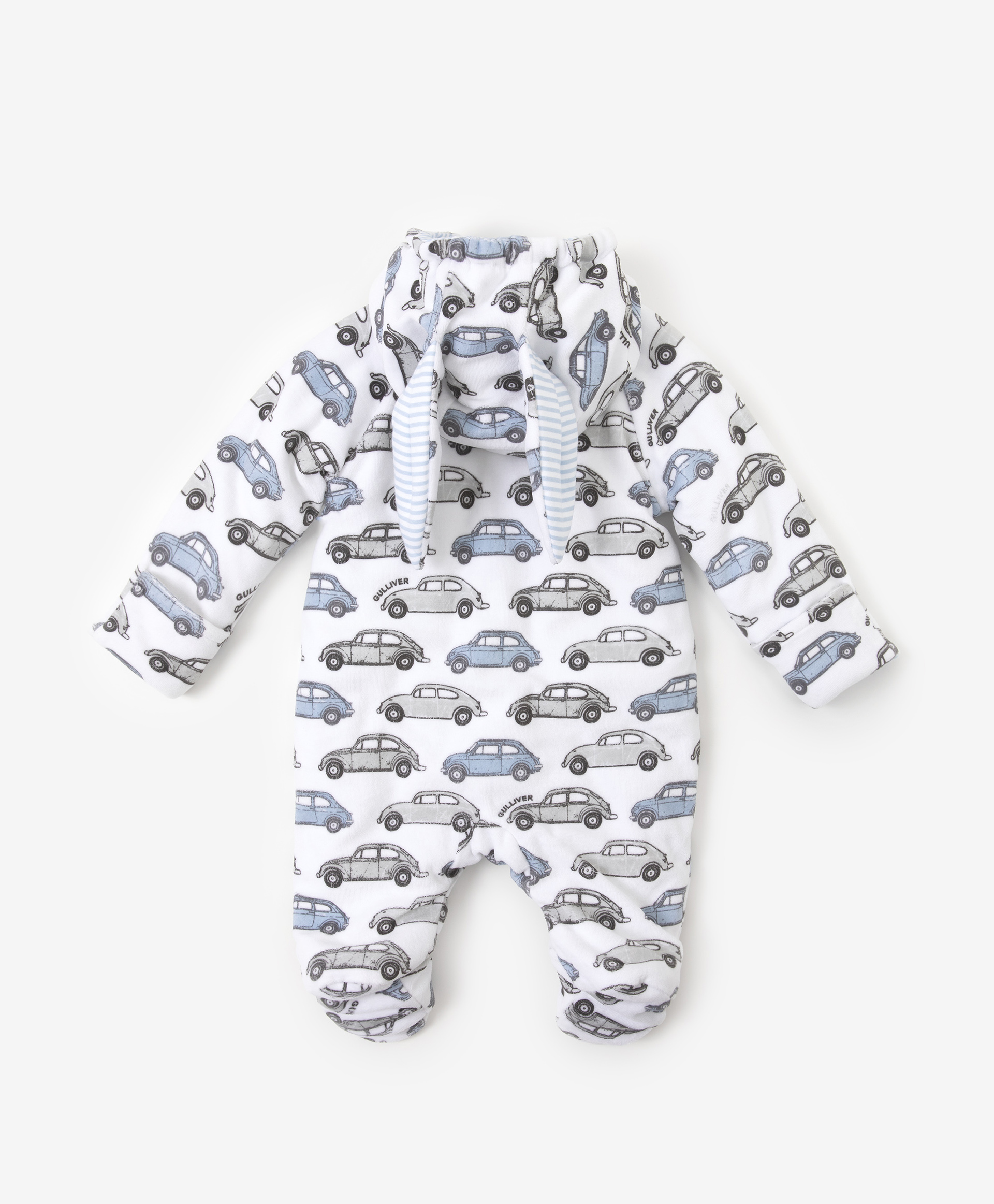 фото Комбинезон с ушками трикотажный белый с принтом gulliver