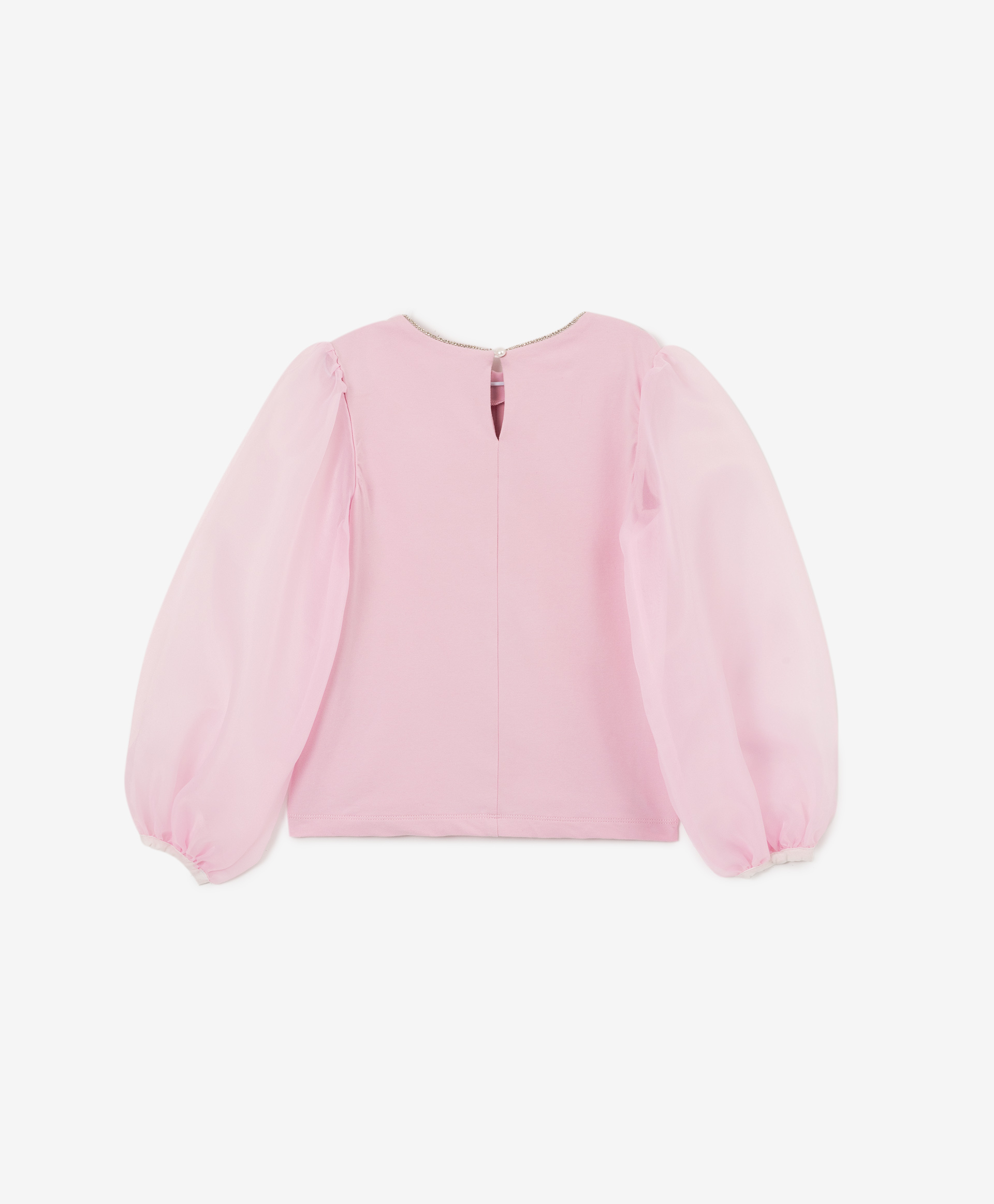 

Блузка комбинированная с объемными рукавами розовая Gulliver, Розовый, 222GSGMC1204