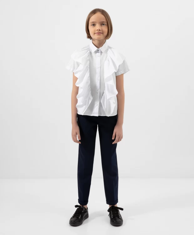 Блузка с коротким рукавом и крупными рюшами белая Gulliver блузка с коротким рукавом gulliver