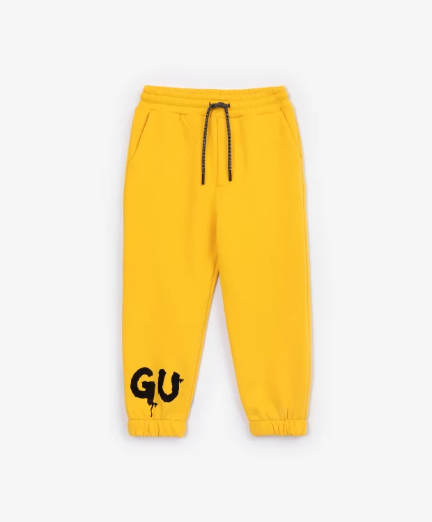 фото Брюки из футера желтые gulliver (134)