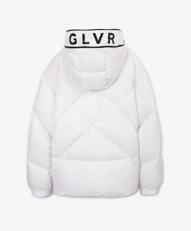 фото Куртка оверсайз с капюшоном белая glvr (l)