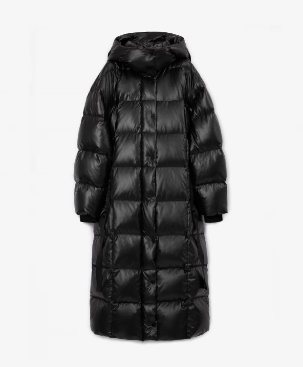 Пальто оверсайз с капюшоном черное GLVR цена и фото