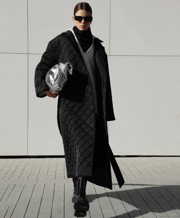 фото Пальто оверсайз стеганое черное glvr (xl)