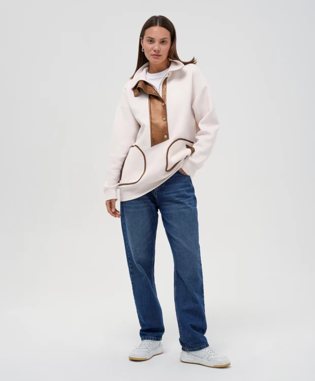 фото Толстовка нераспашная молочного цвета glvr (s)