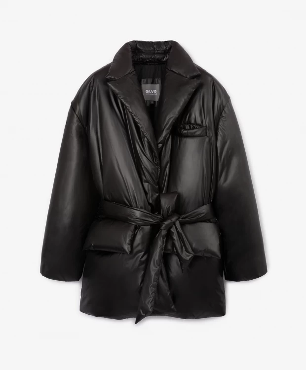 Куртка утепленная оверсайз пиджачного кроя черная GLVR