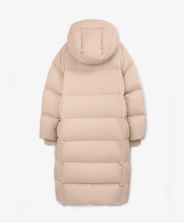 фото Пальто оверсайз с капюшоном бежевое glvr (s)