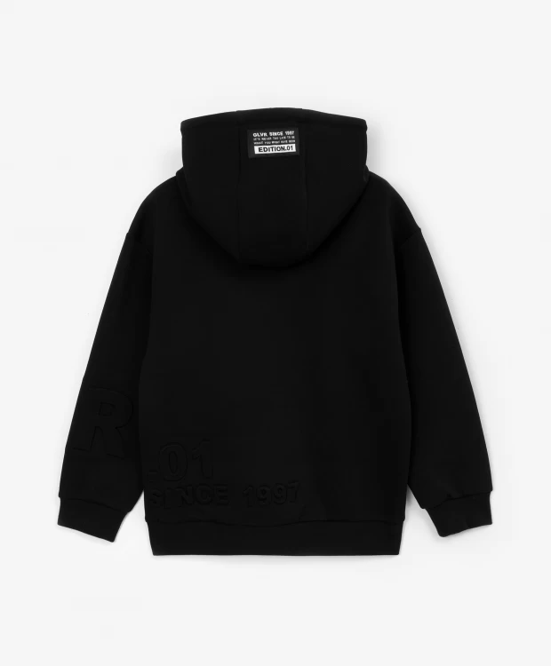 фото Толстовка с капюшоном черная gulliver (140)