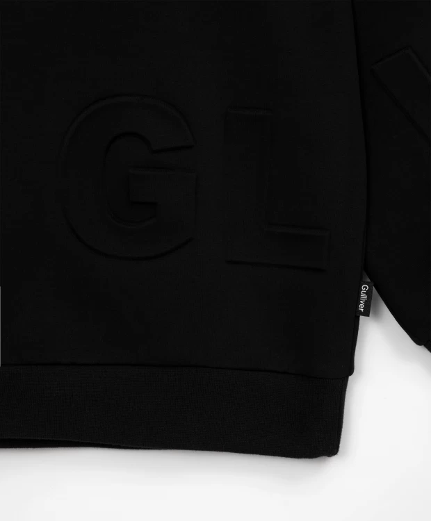 фото Толстовка с капюшоном черная gulliver (140)