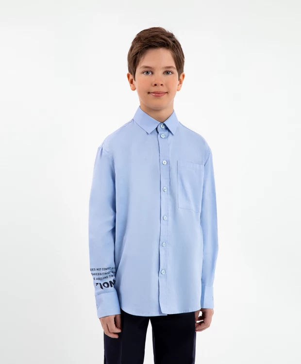 фото Рубашка с длинным рукавом голубая gulliver (158)