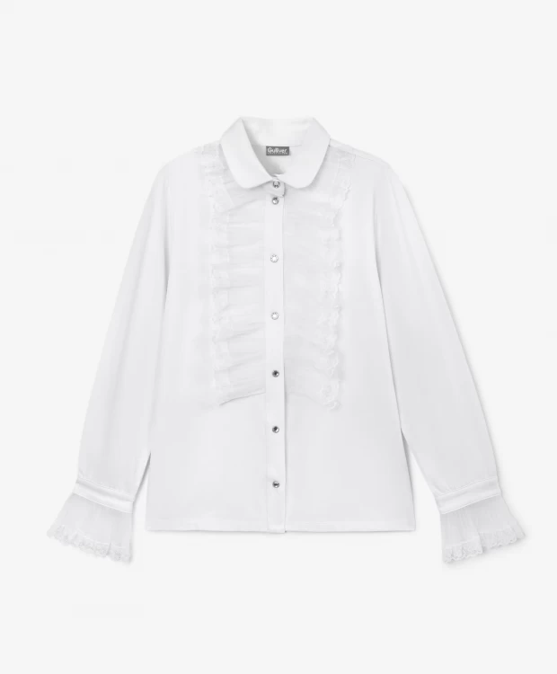 Белые школьные блузки, рубашки для девочек