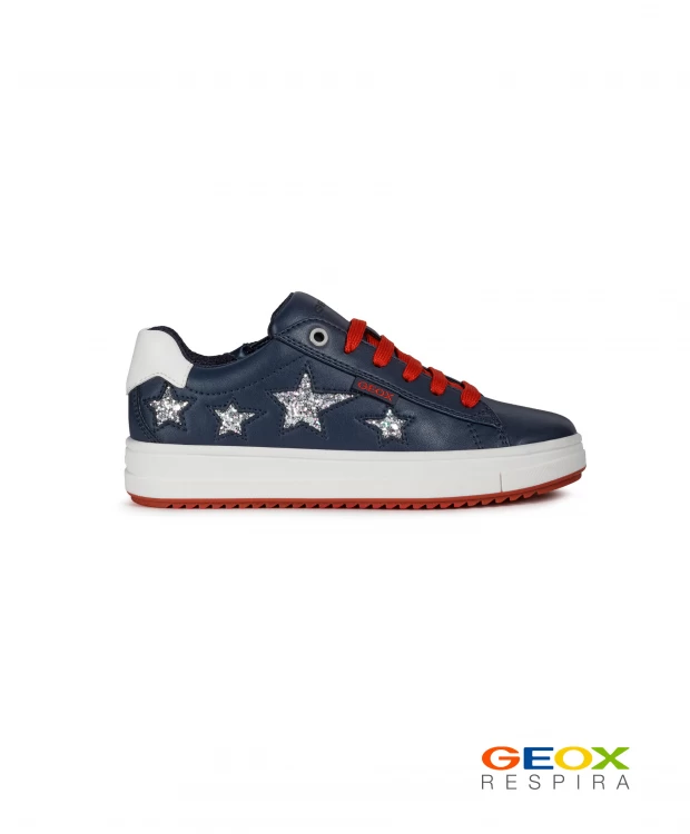 Синие кроссовки Geox со звездами - купить по цене 5 990 ₽ J02BDB000BCC4002  в интернет-магазине Gulliver Market