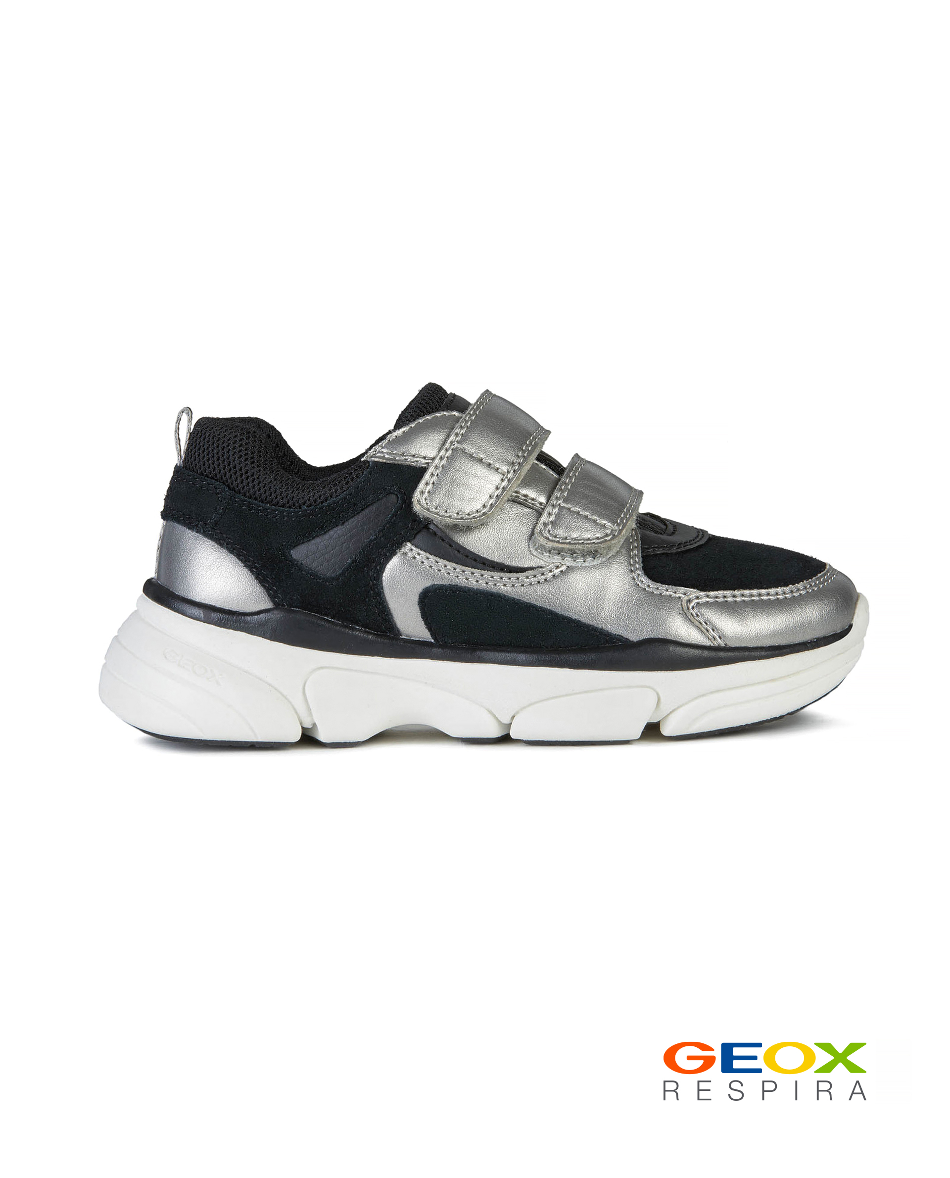 Черные кроссовки Geox с серебристыми вставками J02BGELAJ22C1363, размер 38, цвет черный - фото 2